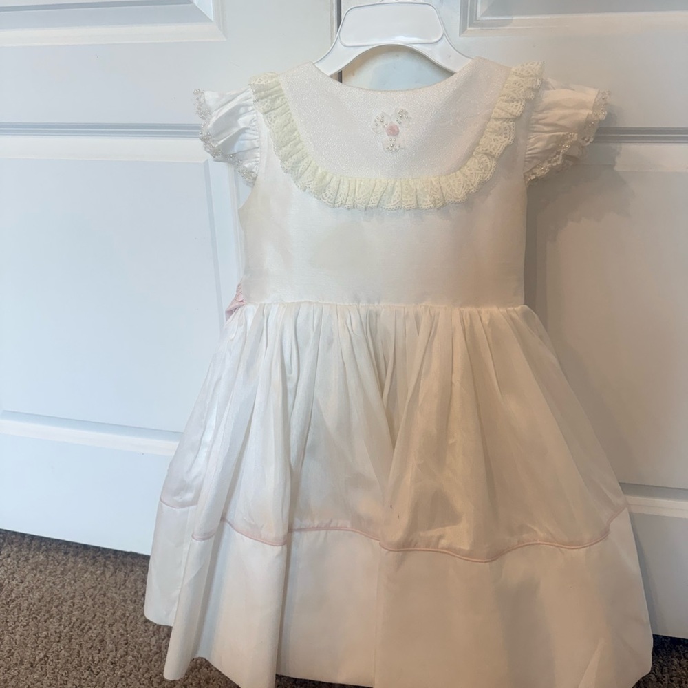 Dollcake White Dress with Pink Trim and Bow